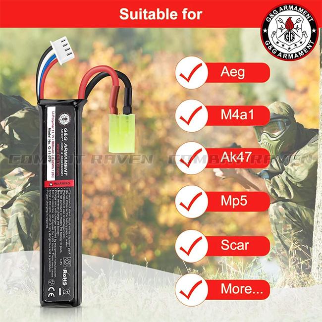G&G 【G＆G ARMAMENT】Li-Po 11.1V 800mAh バッテリー (For M4/M16