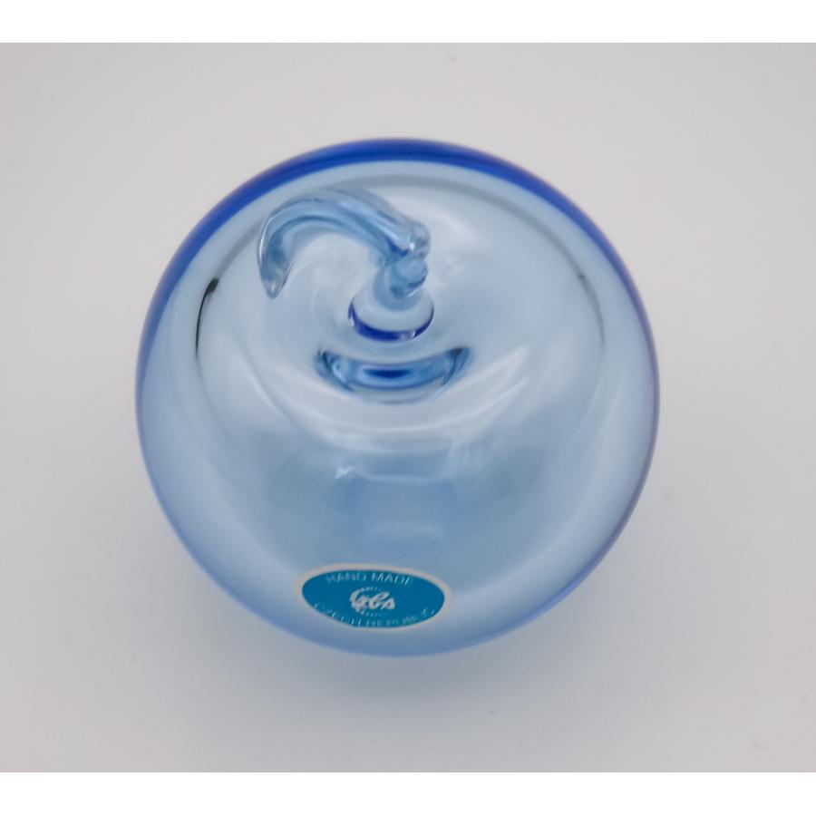 ボヘミアングラス ガラス 置物 Apple りんご ライトブルー