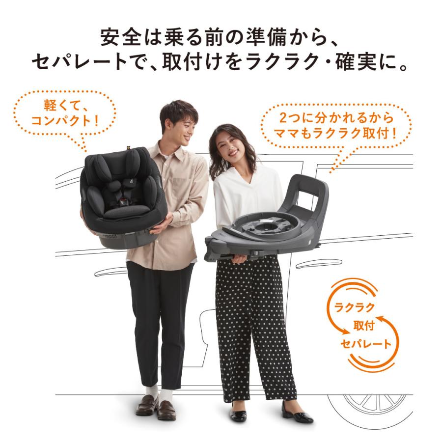 チャイルドシート ISOFIX 回転式 新生児 新生児から ホワイトレーベル THE S ISOFIX エッグショック ZC-690 グレー ネイビー ベージュ｜combistyle｜03