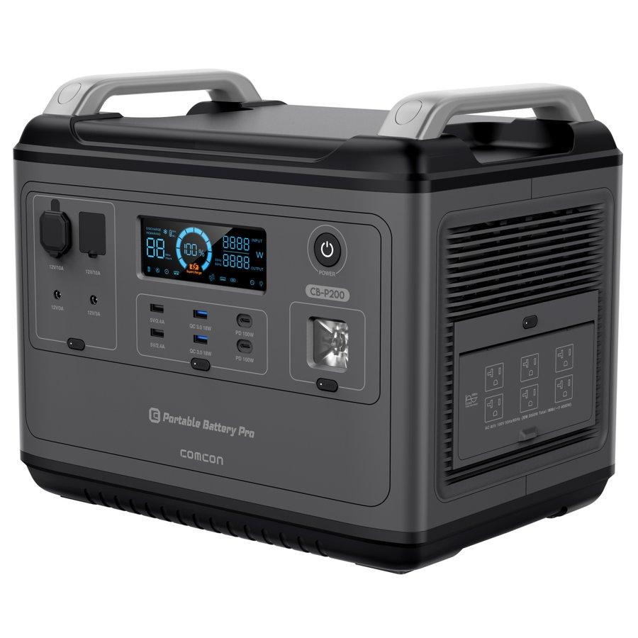 comcon ポータブル電源 2000W CB-P200 AC/DC同時出力対応 16デバイス 急速充電 ポータブルバッテリー 超急速充電 ...