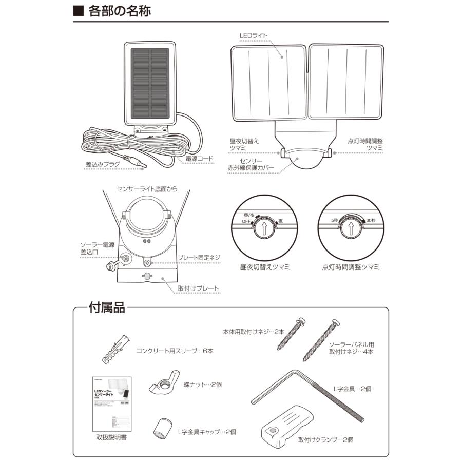 センサー ライト 人感 屋外 ソーラー LED クランプ 分離 明るい