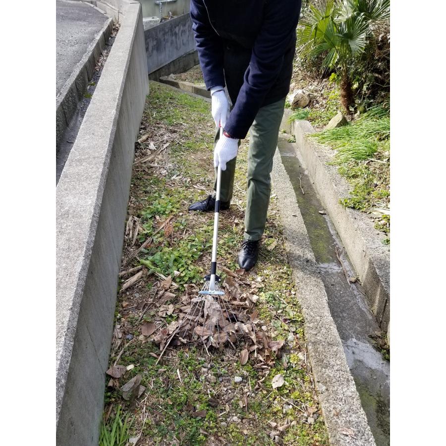 熊手 伸縮 レーキ ほうき ガーデンレーキ トンボ 伸縮式 コンパクト 芝生 落ち葉 草 枝 幅 長さ 調節 農業 庭 掃除 溝かき アルミ くまで 大進｜comcon｜02