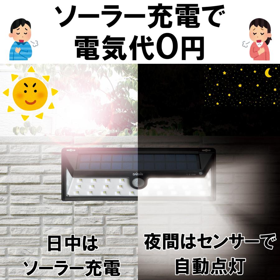 DAISHIN（大進） 2個セット センサーライト ソーラー ライト 屋外 LED