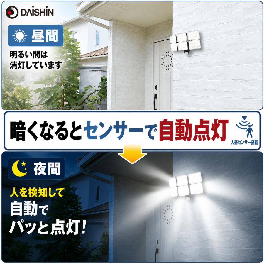 DAISHIN（大進） センサーライト 屋外 LED 明るさ 最強 コンセント