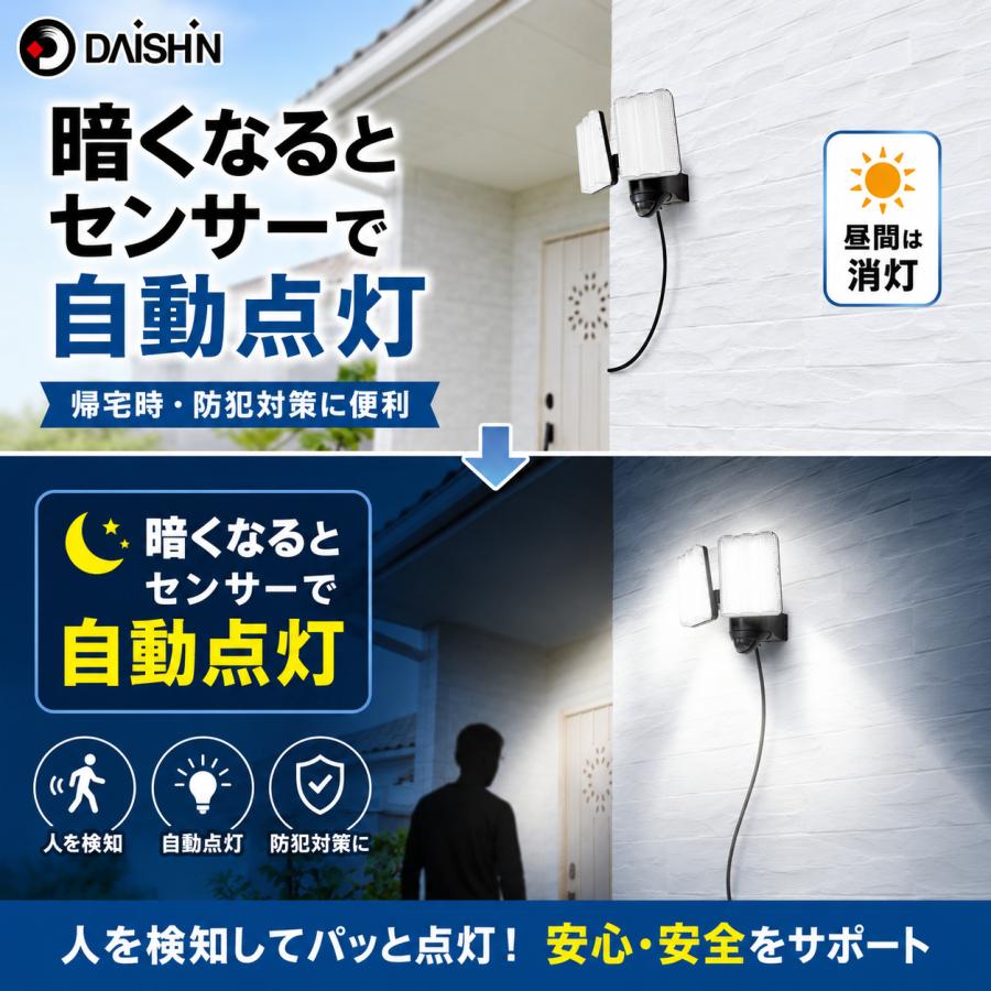 DAISHIN（大進） 人感 センサーライト コンセント式 屋外用 防犯ライト