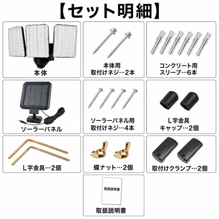 DAISHIN（大進） センサーライト ソーラー ライト 屋外 人感 LED 3灯式