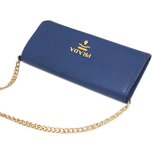 プラダ 財布 1BP290 ファスナー長札 チェーンストラップ付き サッ  