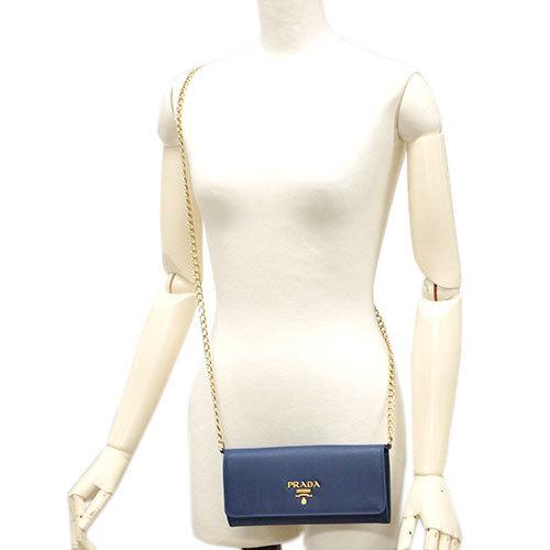 プラダ 財布 1BP290 ファスナー長札 チェーンストラップ付き サッ  