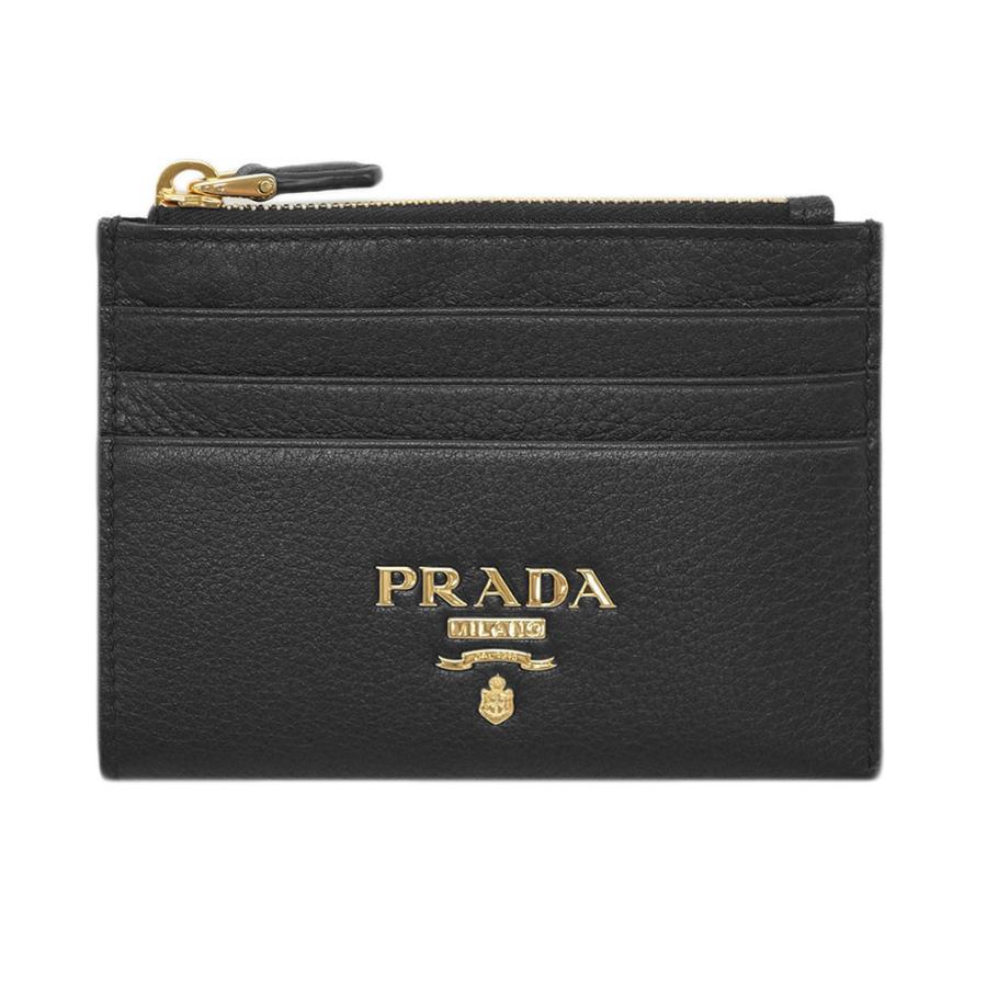 プラダ カードケース 1mc026 コインケース Vitello Grain Nero ネロ カーフブラック ゴールドロゴ アウトレット Supersport Tn
