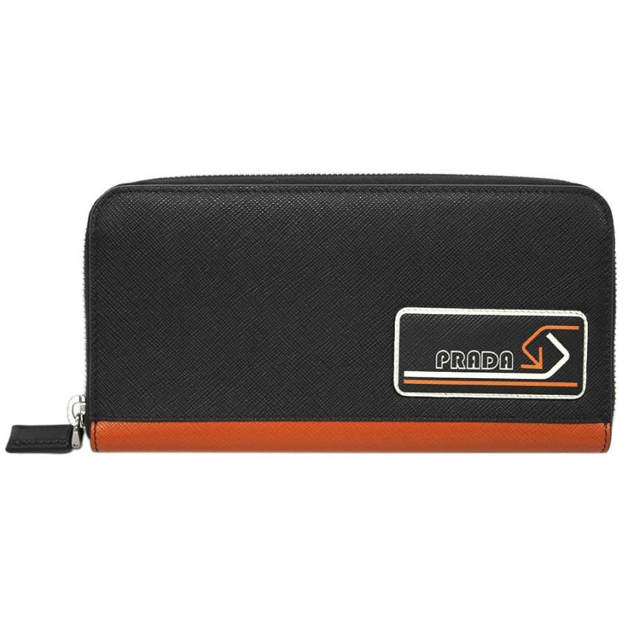 プラダ 財布 2ml317 メンズ ラウンドファスナー長財布 サッフィアーノ パッチ Nero Papaya カーフブラック パパイアオレンジ アウトレット 2ml317sfp Nerp ブランド Come 千客万来や 通販 Yahoo ショッピング
