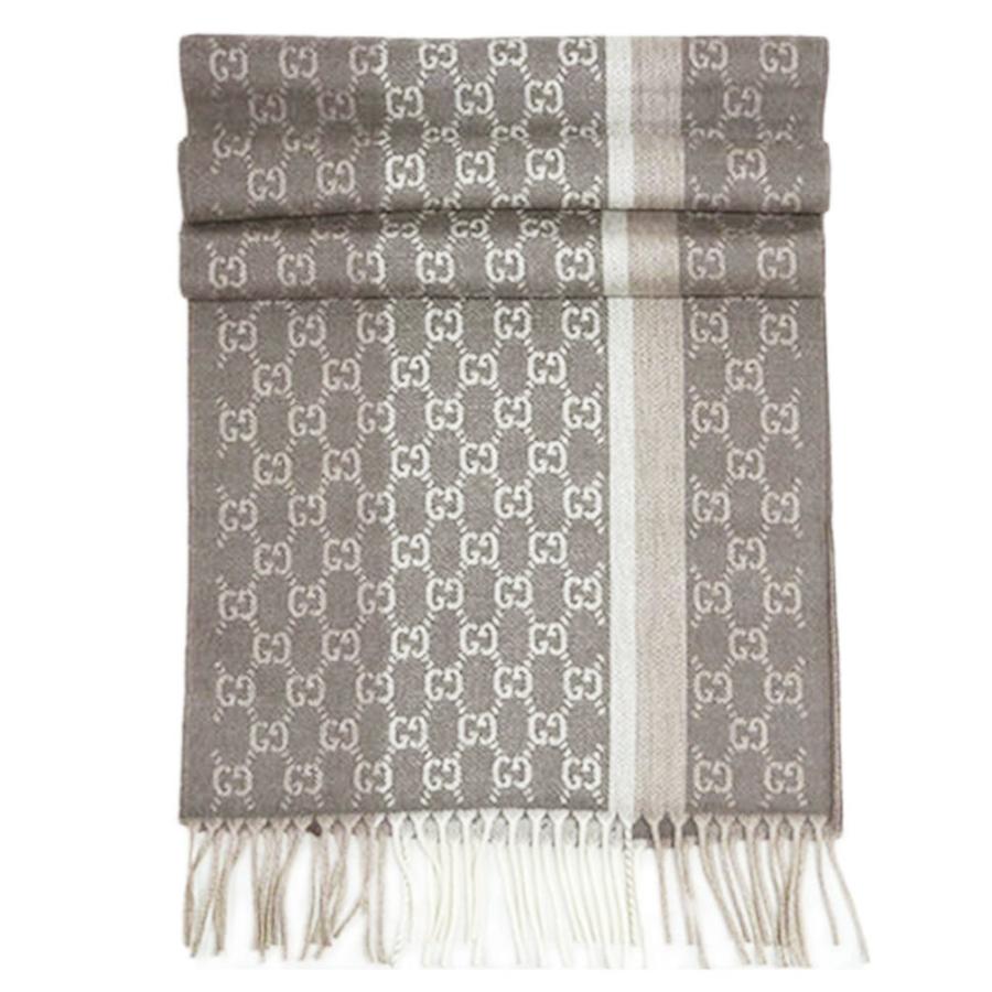 グッチ マフラー 391530-2779 GGパターン フリンジ カシミア/ウール 