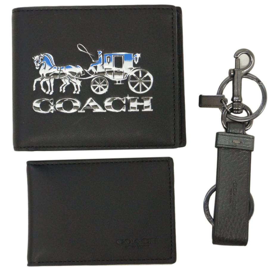コーチ 財布 C7018-QBTKJ メンズ ボックスド 3-IN-1 ウォレット ギフトセット ブラック/ガンメタル ギフト