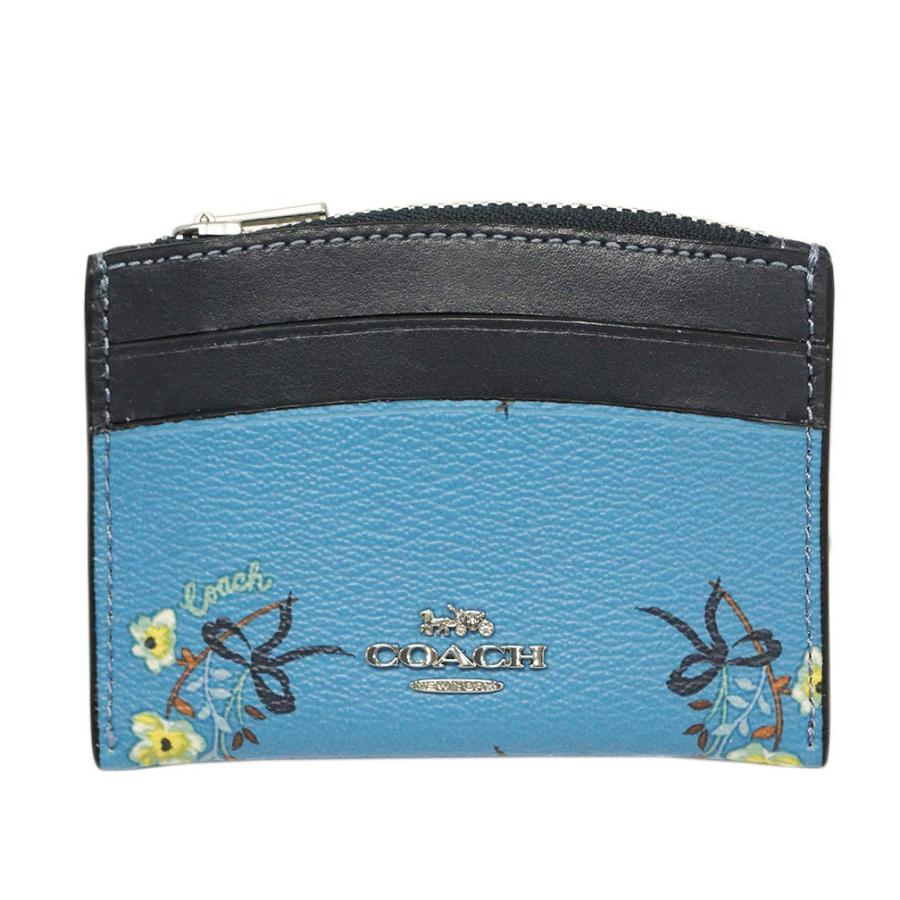 コーチ カードコインケース C7385SVBLM シェイプド カード ケース ウィズ フローラル ボウ シルバー/ブルー c7385