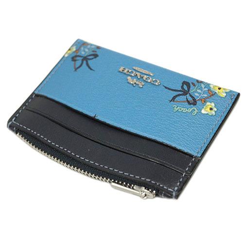 コーチ カードコインケース C7385SVBLM シェイプド カード ケース ウィズ フローラル ボウ シルバー/ブルー c7385