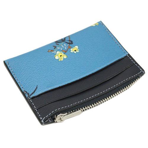 コーチ カードコインケース C7385SVBLM シェイプド カード ケース ウィズ フローラル ボウ シルバー/ブルー c7385