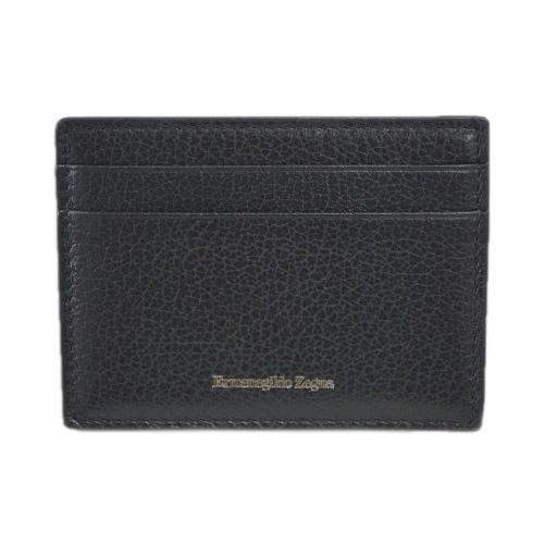ゼニア 財布 E1072X エルメネジルド・ゼニア メンズ マネークリップ 札入れ カードケース レザー ブラック アウトレット ギフト