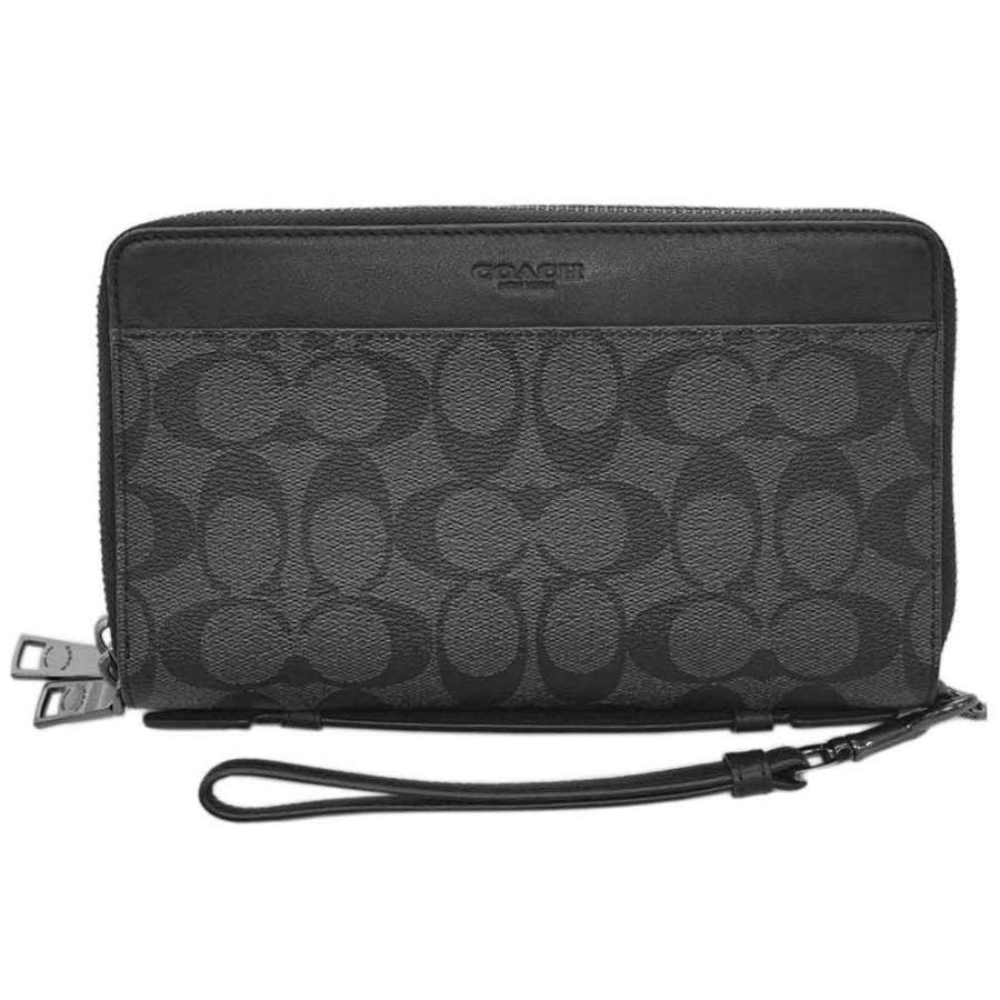 コーチ 財布 F Qbmi5 メンズ 長財布 ダブルジップ トラベル オーガナイザー シグネチャー キャンバス チャコール ブラック アウトレット F Qbmi5 ブランド Come 千客万来や 通販 Yahoo ショッピング