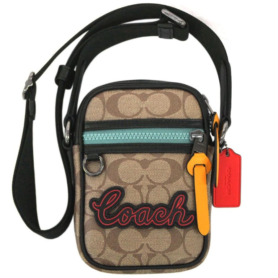 コーチ バッグ F Qbtn2 メンズ ショルダーバッグ ミニ マチ付き テレイン クロスボディ シグネチャー キャンバス タン アウトレット F Qbtn2 ブランド Come 千客万来や 通販 Yahoo ショッピング