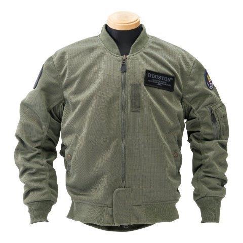 美品 HOUSTON メッシュジャケット MA-1 プロテクター付 バイク HOUSTON（ヒューストン） MA-1 メッシュ モーターサイクル ジャケット
