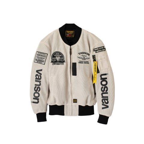 VANSON バンソン メッシュMA-1ジャケット アイボリー/ブラック Lサイズ  
