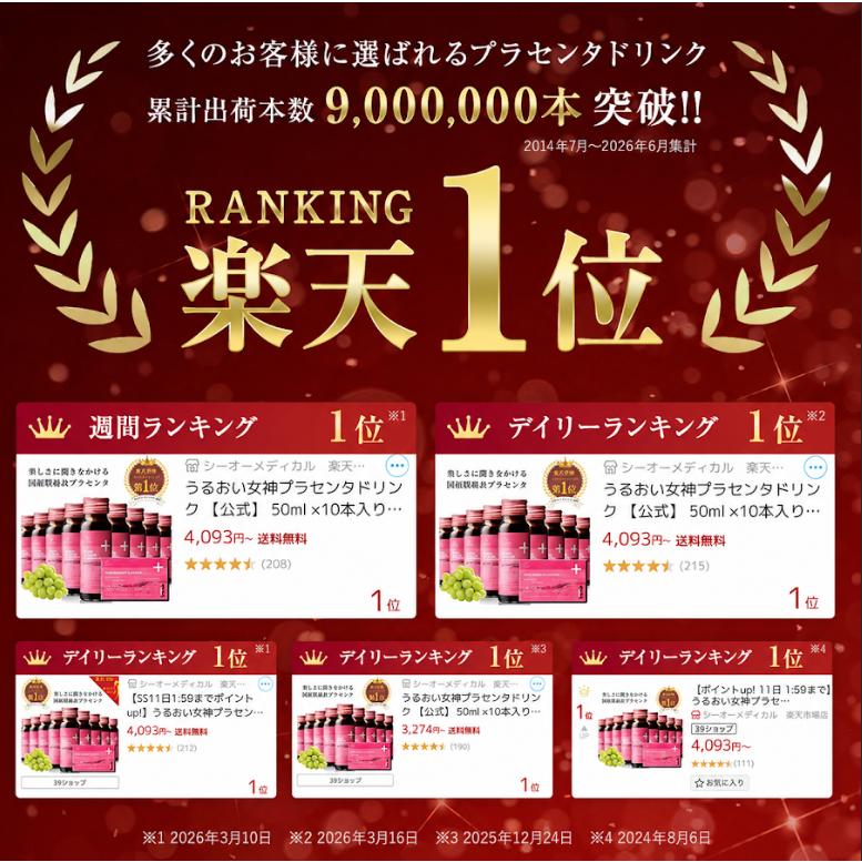 【新品未開封】CO うるおい女神プラセンタドリンク 6箱セット Co-medical+（シーオーメディカル） プラセンタ ドリンク CO うるおい
