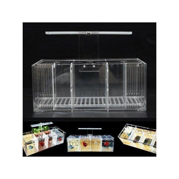 水槽 ペット ベタ 魚飼育用 アクリル 分離 小さい 水槽 自由 水ポンプ 38.1x14.6x12cm 水槽 ベタ グリッドロング 6x高