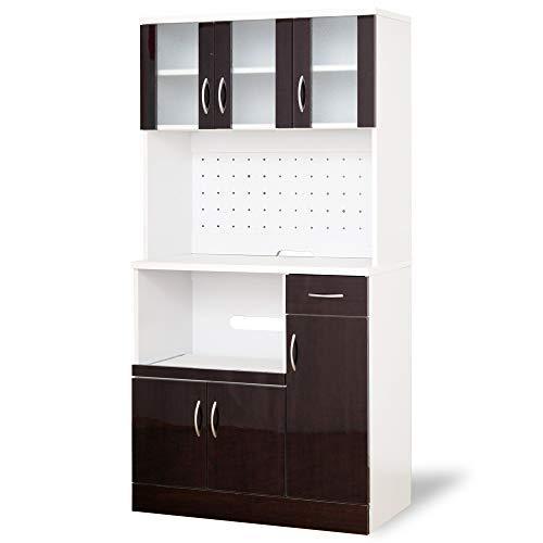 保存版 Moca Company Mirage キッチンボード レンジ台 鏡面 食器棚 スライド 大型レンジ対応 コンセント付き 幅90 ブラウン Kc 大流行中 Www Rafa Med Sa