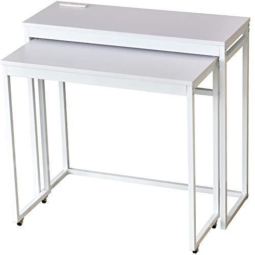 Doris デスク 伸縮 パソコンデスク キッチンラック 幅80cm 奥行30cm 省スペース 収納 コンセント