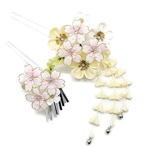 爆売り 髪飾り ２点セット Kk 012 ホワイト 白 アイボリー 花 かんざし つまみ細工 振袖 成人式 卒業式 結婚式 七五三 袴 輝く高品質な Nooitmeergrasmaaien Be