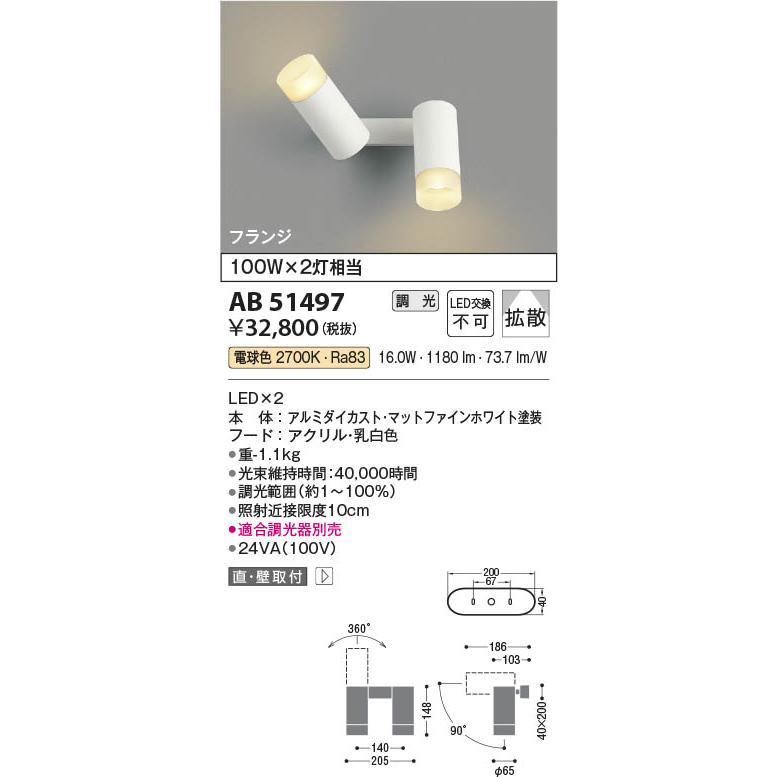 KOIZUMI（コイズミ） コイズミ照明 LEDブラケット 可動 傾斜天井対応 