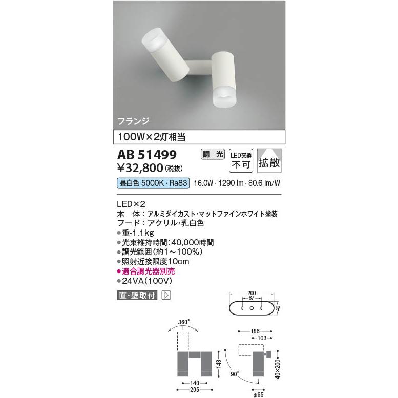KOIZUMI（コイズミ） コイズミ照明 LEDブラケット 可動 傾斜天井対応