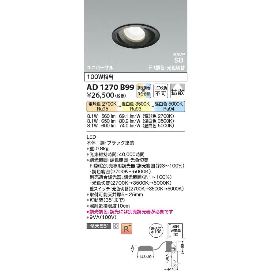 KOIZUMI（コイズミ） コイズミ照明 LEDユニバーサルダウンライト Fit調