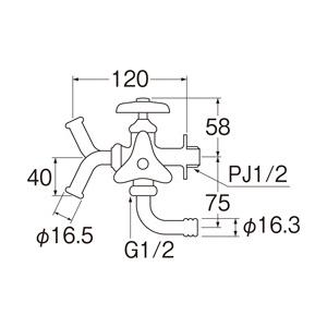 サンエイ 水栓金具 単水栓 万能二口横水栓 F12A-13｜comfort-shoumei｜03