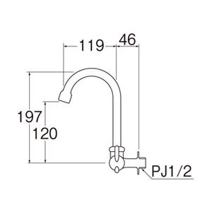 サンエイ 水栓金具 単水栓 ミニセラ泡沫横形ツル首自在水栓 JA265H-13｜comfort-shoumei｜03