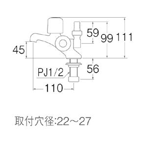 サンエイ 水栓金具 単水栓 二口立水栓 JF504V-13｜comfort-shoumei｜02