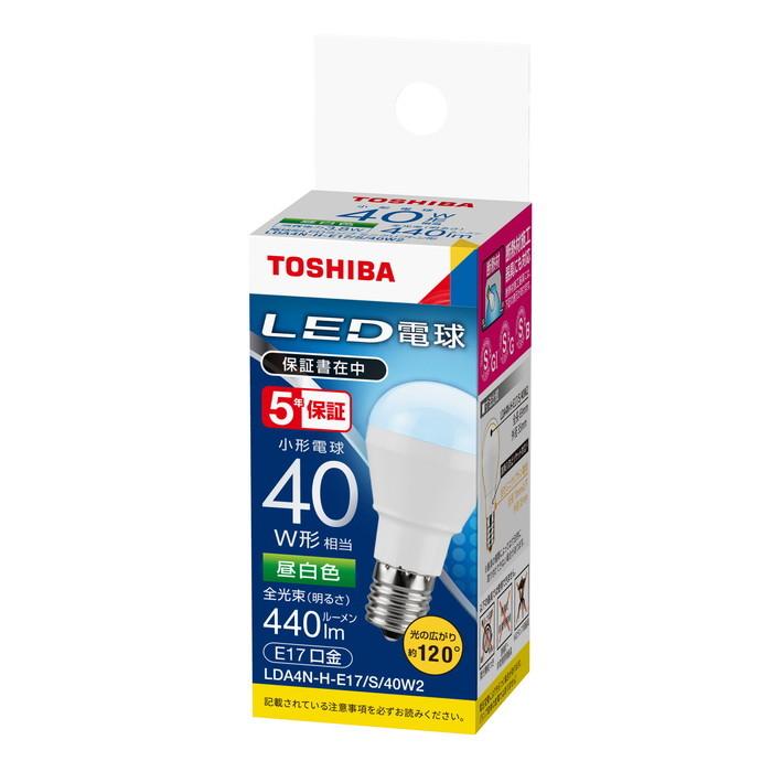 40個TOSHIBA LDA4N-H-E17/S-2P 未開封新品 東芝ライテック LED電球ミニクリプトン形(口金E17) 昼白色：LDA4N-H