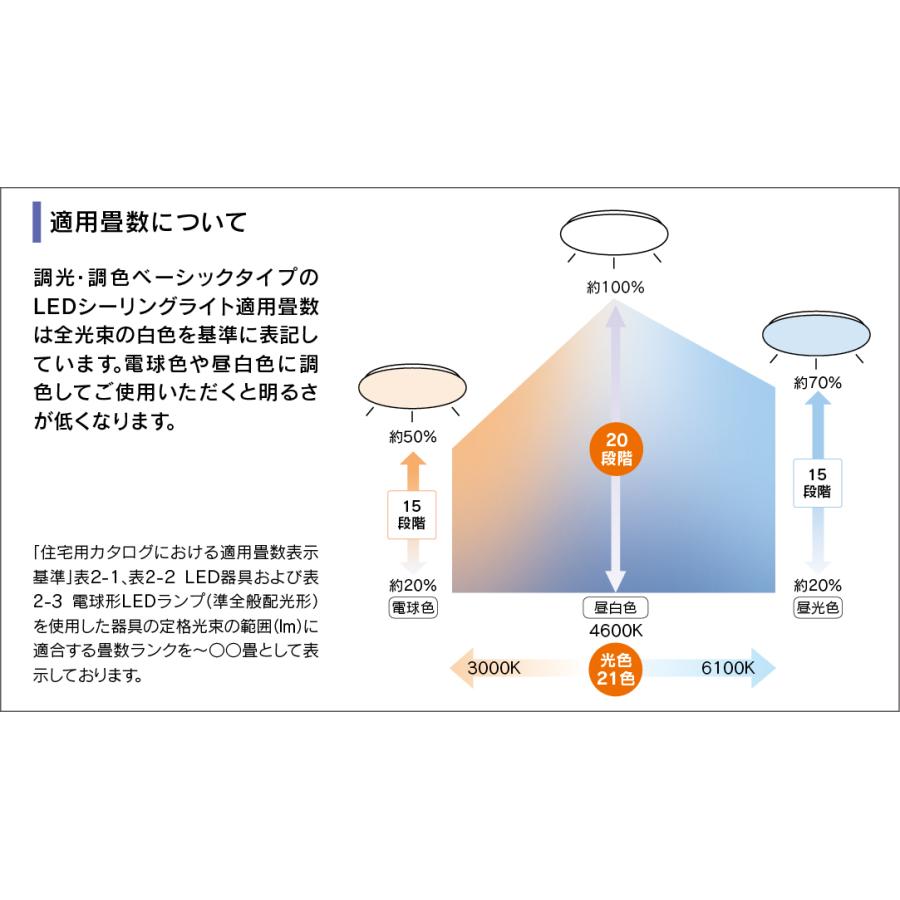 東芝ライテック LEDシーリングライト 調光調色 リモコン同梱 おやすみタイマー 〜6畳 5年保証 引掛シーリング 電球色3000K〜昼光色6100K:LEDH8001A01-LC｜comfort-shoumei｜06