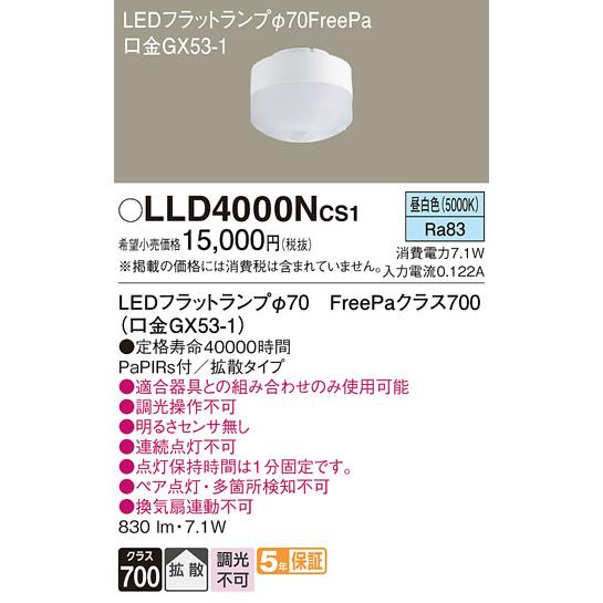 Panasonic（パナソニック） LEDフラットランプ FreePa 拡散 クラス700