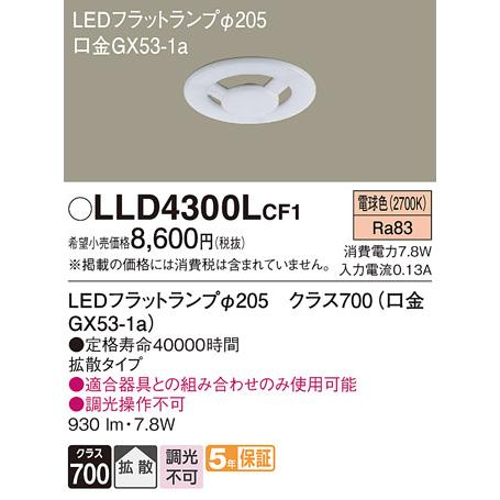 Panasonic（パナソニック） LEDフラットランプφ70 クラス500(口金GX53