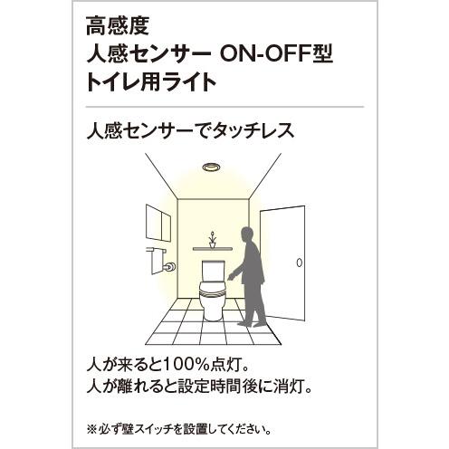 オーデリック LEDダウンライト トイレ用/換気扇連動型 高演色 非調光 高感度人感センサーON-OFF型 φ125 白熱灯100W相当 電球色 :OD361466Rの画像