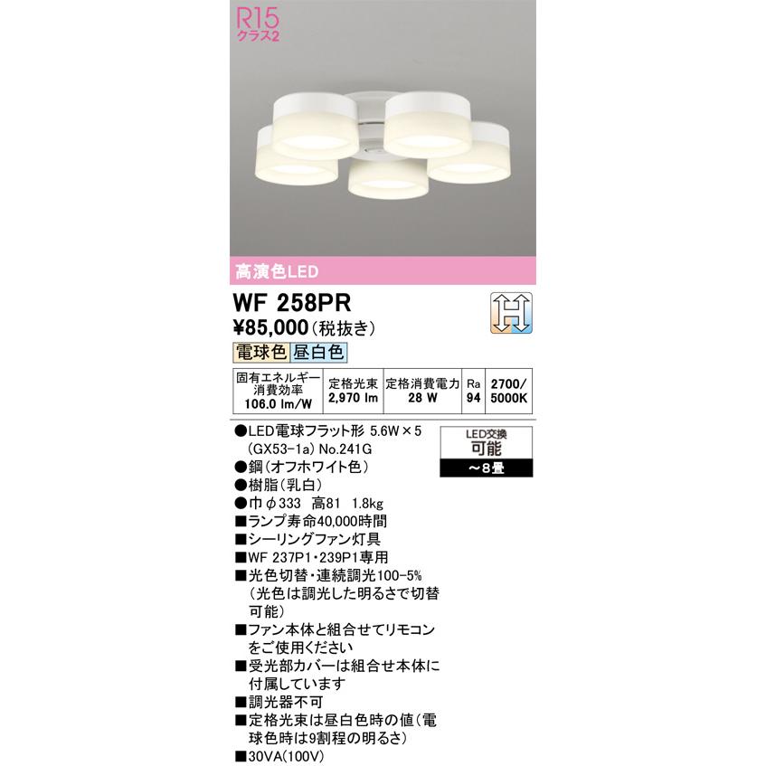ODELIC（オーデリック） シーリングファン用LED灯具 乳白セード5灯