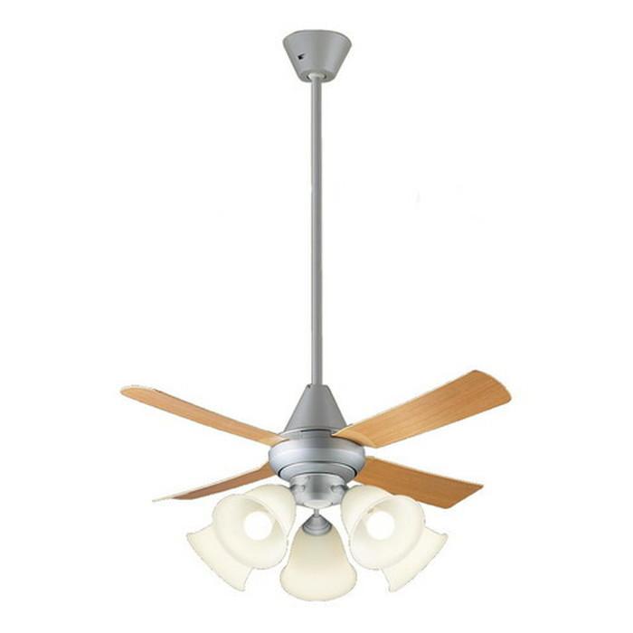 [5灯] シーリングファンライト LED電球対応 ACモーター 5枚羽 LEDシーリングファンライト（5灯/ブラック×ブラウン