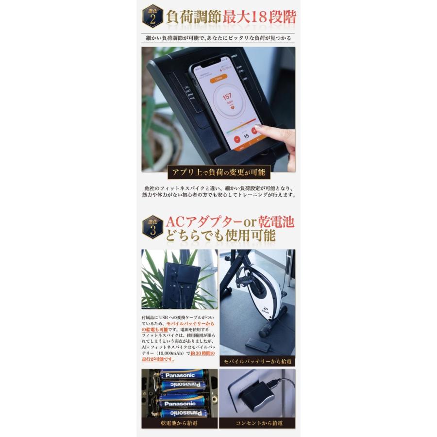 AI × フィットネスバイク 18段負荷自動調節 【アプリ連動で運動・食事管理】 エアロバイク ダイエット 静か 心拍数 静音 スピンバイク :AI0001:Sports.infield