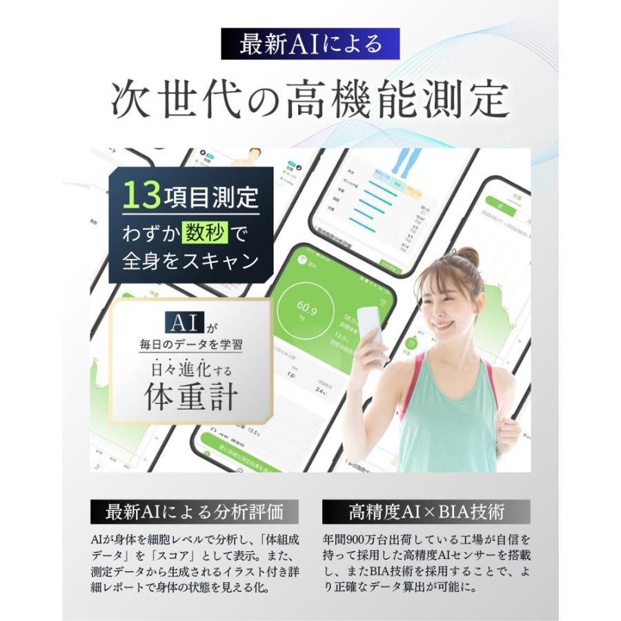 AI×体重計 スマホ連動 体組成計 ランキング 1位 高精度 薄型 軽量 トレーナー監修 体組織計 体脂肪計 体重 体脂肪率 水分率 基礎代謝 体脂肪 ヘルスメーター | InField | 03