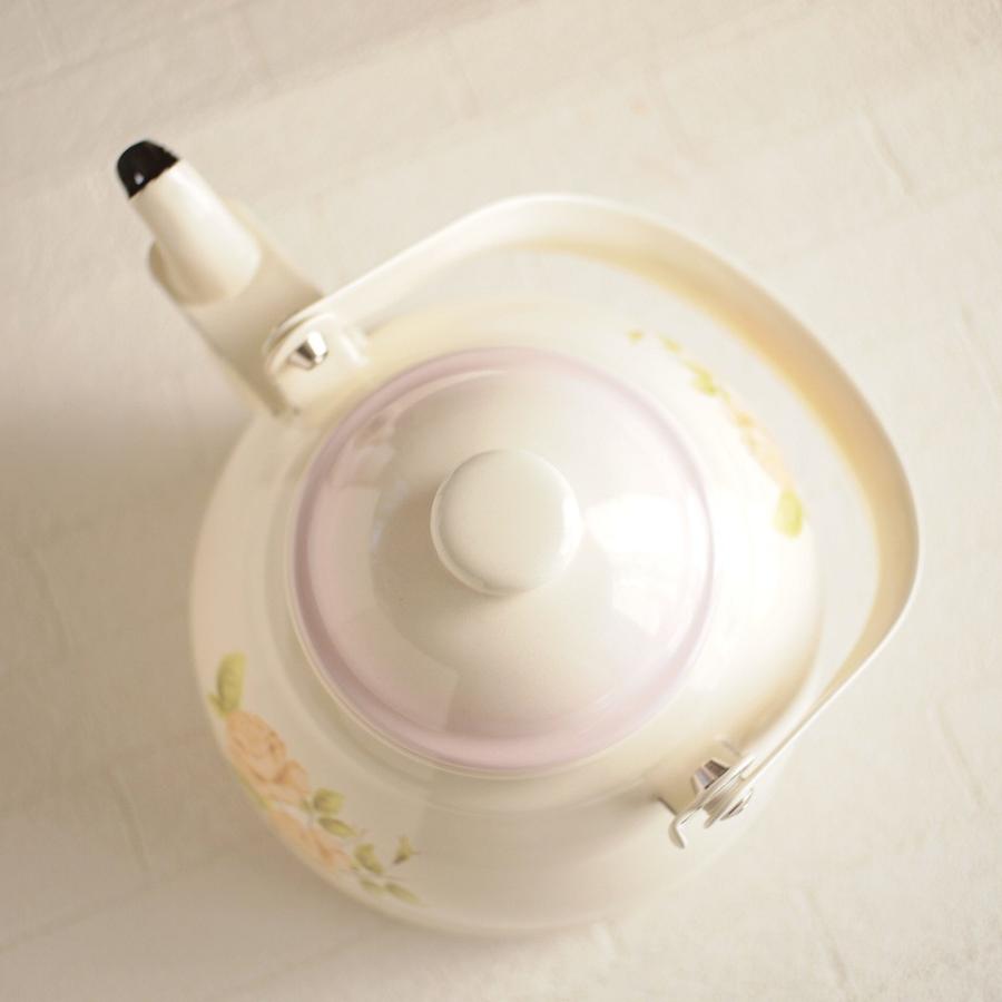 IH対応 イマン ダイアナローズ ホーロー ケトル アンティーク調 バラ