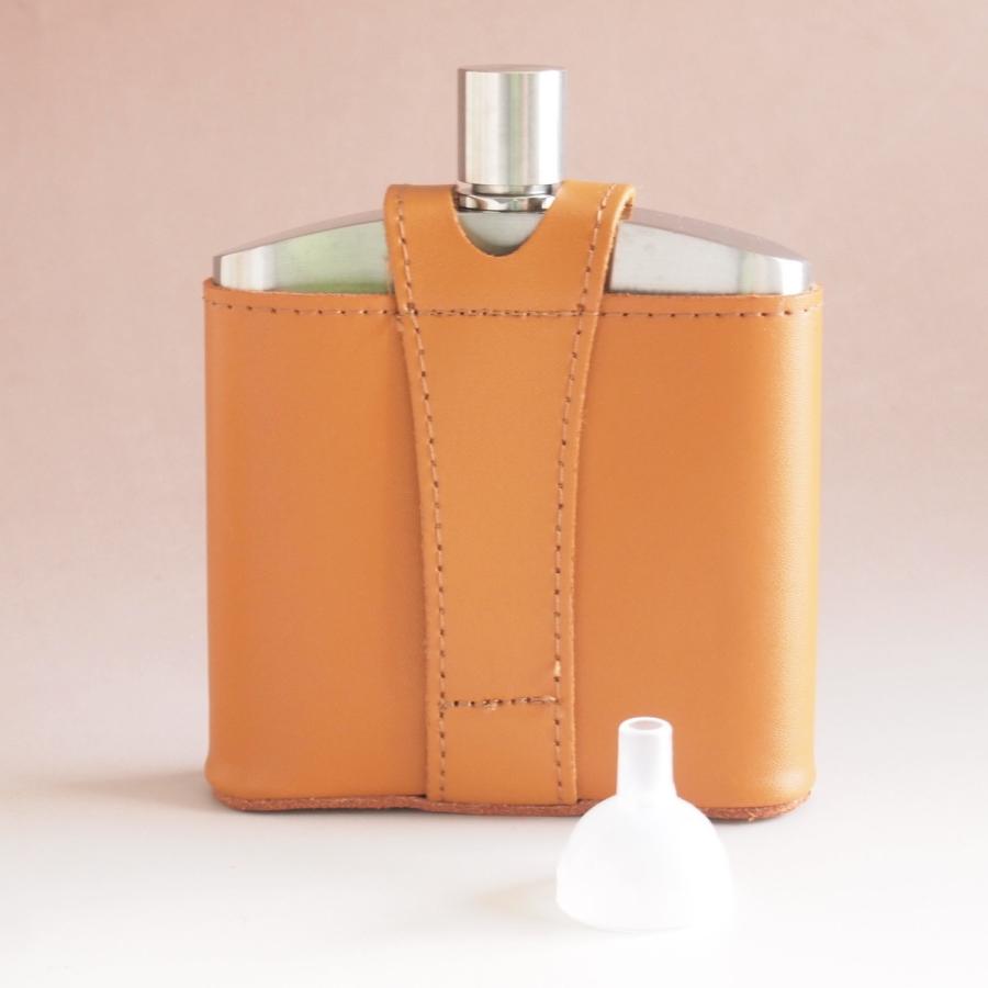 セール！30%off！バッカス ステンレス ウィスキーボトル 170ml 革