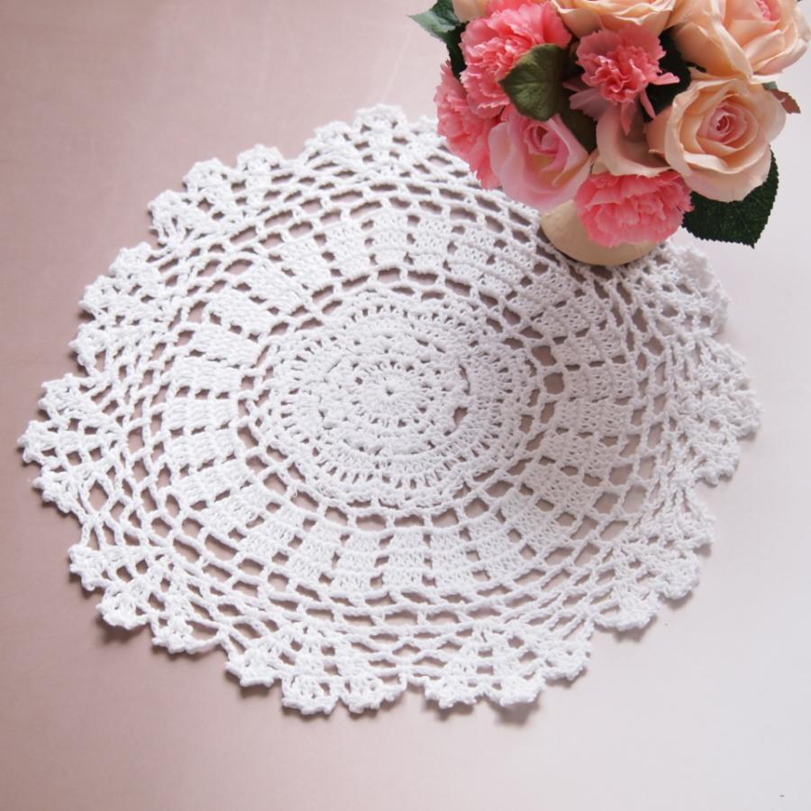 ハンドメイド レース ドイリー 手編み コットン アイリス 30
