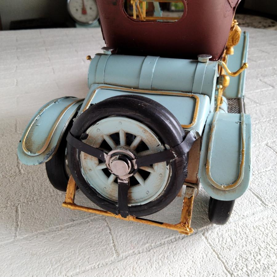 オブジェ 置物 インテリア雑貨 ブリキ クラシックカー ブルー