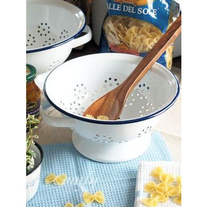 ホーロー雑貨 ホーロー コランダー S ざる ホワイト× ネイビー 琺瑯