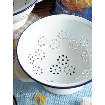 ホーロー雑貨 ホーロー コランダー S ざる ホワイト× ネイビー 琺瑯